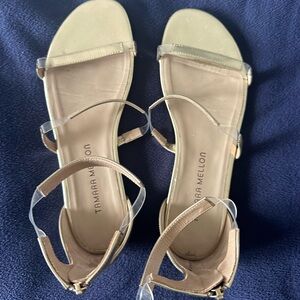 Tamara Mellon Beige and Clear Strap Sandals